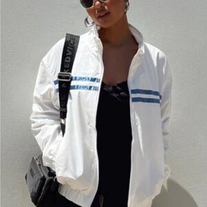 Princess Polly White Jacket with Blue Stripes